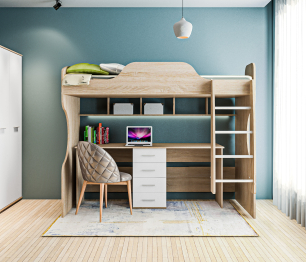 Мамбо детская для двух школьников Дуб Сонома/Белый