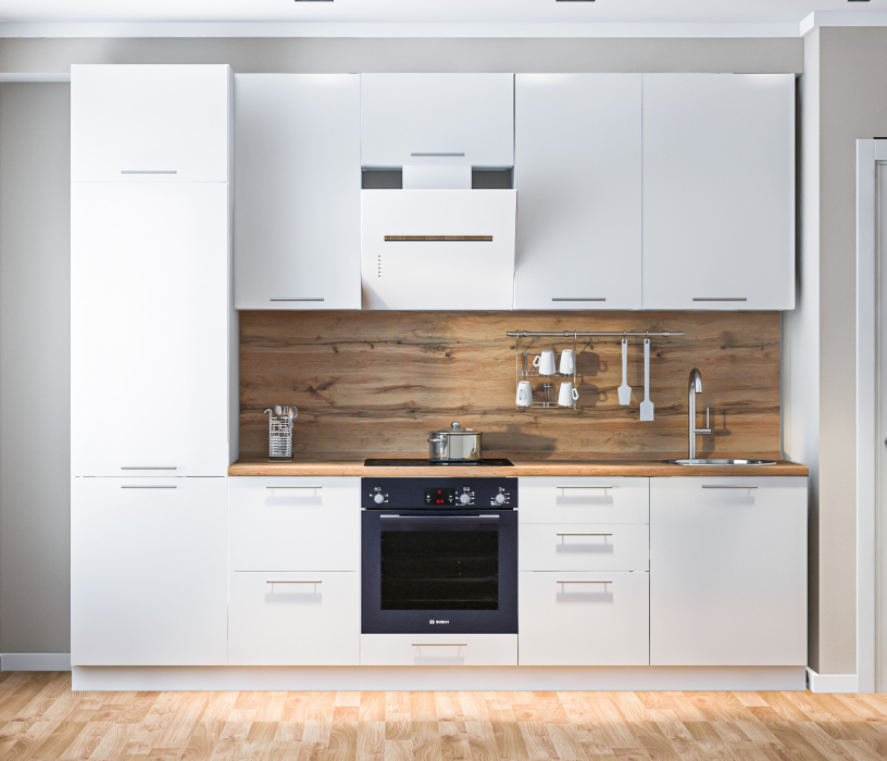 Кухонные гарнитуры, Кухонный гарнитур Регина Белый/Анна МДФ Белый глянец 2,8 м