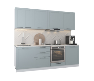 Кухонный гарнитур встроенный дух.шкаф Регина Белый/МДФ Modern Серый 2,4 м