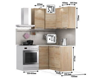 Кухонный гарнитур Ангелина Классик угловой 1,4 х 1 м