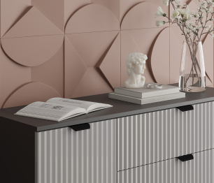 Комод Тренд СБ-3446 3 ящика, 1 дверь Диамант серый/МДФ Джаз серый