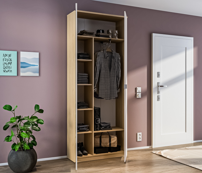 Для одежды, Шкаф 2 дверный Афина СБ-3313 Дуб Винченца/Кашемир серый