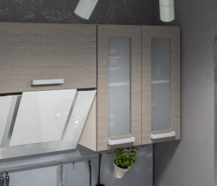 Кухонный гарнитур Регина 1,8м Дуб Сантана светлый с витриной