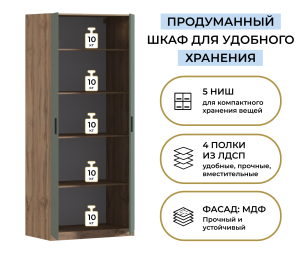 Шкаф двухдверный Макс 1000 мм, вариант №2 (ЛДСП, корпус дуб вотан)