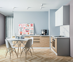 Кухонный гарнитур Регина Белый/Лофт Дуб Дикий, Белый глянец 2,4х1,6 м