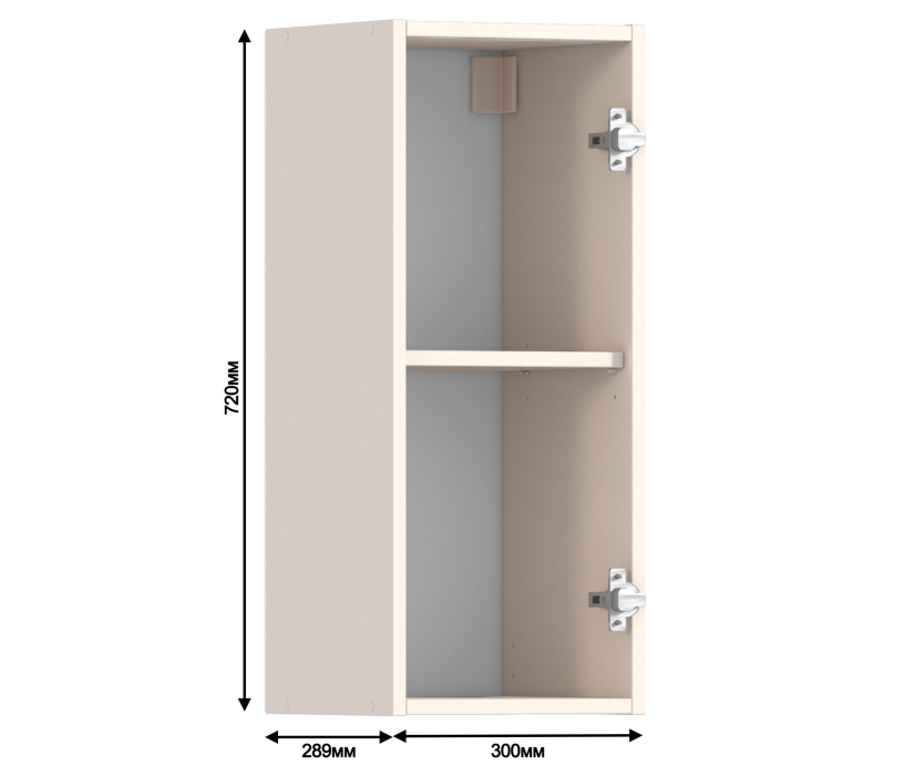 , Регина РП-30 Полка с витриной Песочный/МДФ Бежевый Прав