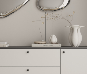 Комод Тренд СБ-3443 3 ящика, 2 двери Диамант серый/Белла Серый Перламутровый