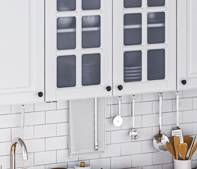 Кухонные гарнитуры, Кухонный гарнитур с пеналом Регина Белый / МДФ Белый матовый 2,4 м