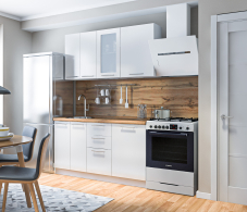 Кухонные гарнитуры, Кухонный гарнитур Регина Белый/Анна МДФ Белый глянец 1,5 м