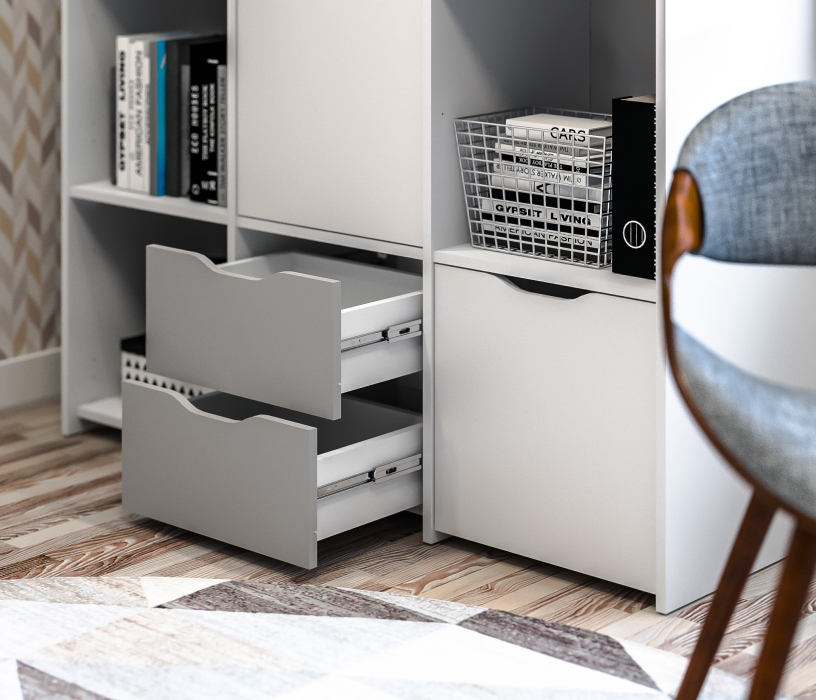 Mika / Мика, Стеллаж Mika / Мика СБ-3278 Белый/Белый,Серый