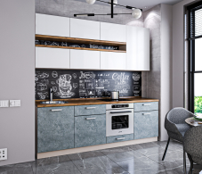 Кухонные гарнитуры, Кухонный гарнитур Анна + Регина Песочный /Белый глянец /Бетон 2,4 м