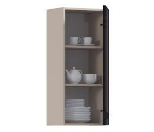 Регина РП-140 Полка Песочный/Витрина алюминий Черный матовый/стекло Бронза