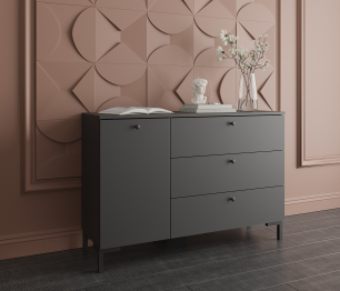 Комод Тренд СБ-3446 3 ящика, 1 дверь Диамант серый
