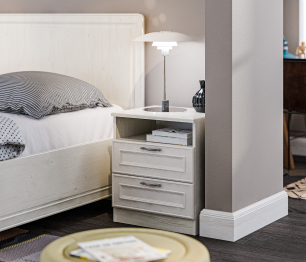 Спальня Гранд / Ливерпуль Дуб Приморский Белый/МДФ Классика Светлый