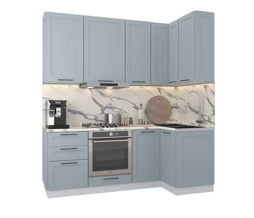 Кухонные гарнитуры, Кухонный гарнитур Регина Белый/МДФ Modern Серый 2,1х1 м