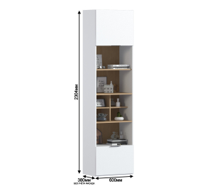 Шкаф-пенал Мальта СБ-3260 Белый,Дуб Гамильтон/МДФ Белый