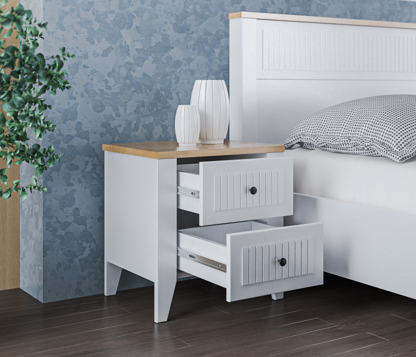 Спальные гарнитуры, Набор для спальни Монтана Белый Альпийский,Дуб Гамильтон/МДФ Дуб Белый