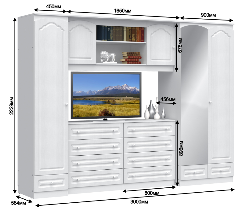 Стенки для гостиной, Амалия Комплект (шкафы,комоды,секция)
