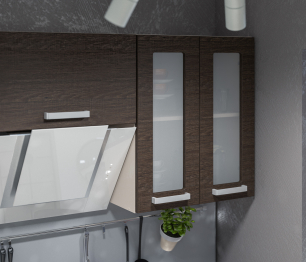 Кухонный гарнитур Регина 1,8м Дуб Сантана темный с витриной