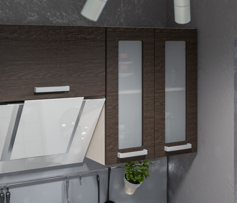 Кухонные гарнитуры, Кухонный гарнитур Регина 1,8м Дуб Сантана темный с витриной