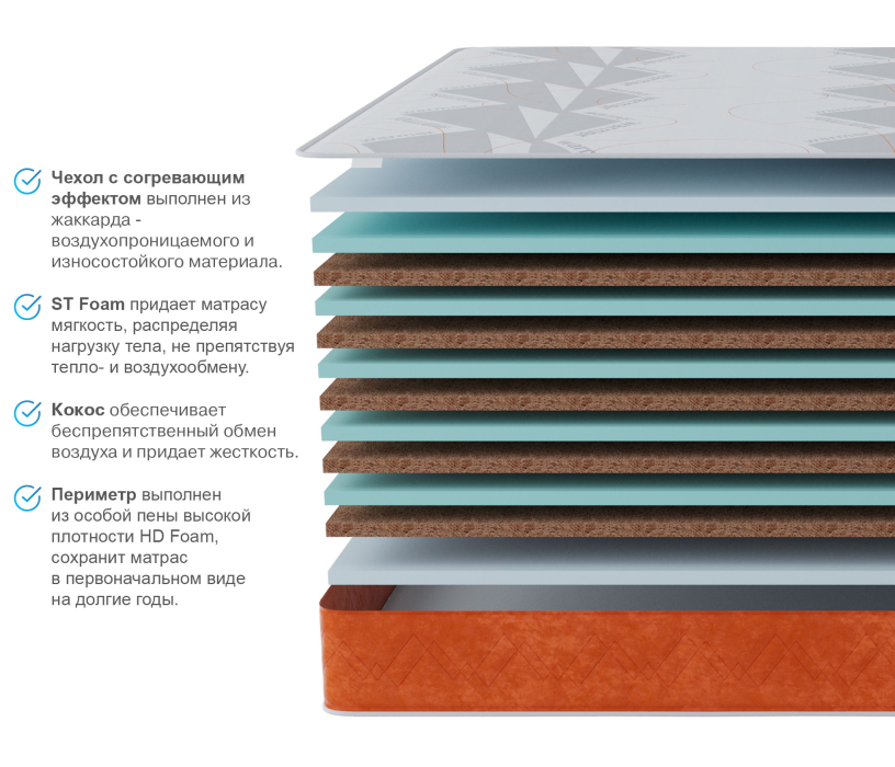 Другие размеры, Матрас Тропикана-Агама в чехле Warmer 1200х2000