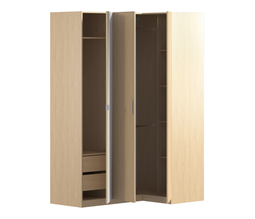 Шкафы распашные, Шкаф угловой с зеркалом МАКС Дуб Винченца