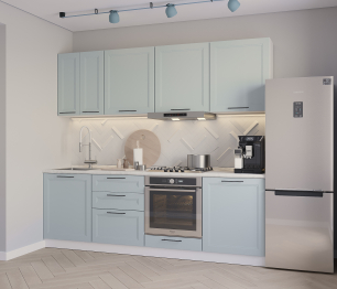 Кухонный гарнитур встроенный дух.шкаф Регина Белый/МДФ Modern Серый 2,4 м