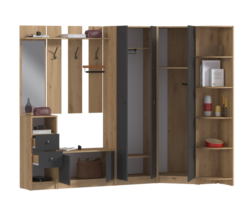 Угловые, Прихожая угловая Сидней Дуб дикий/Диамант серый