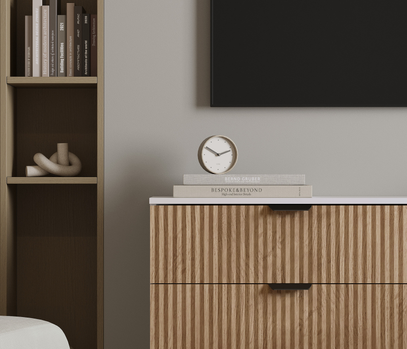 Комоды, Комод Тренд СБ-3442 6 ящиков Белый Альпийский/МДФ Джаз Акация светлая