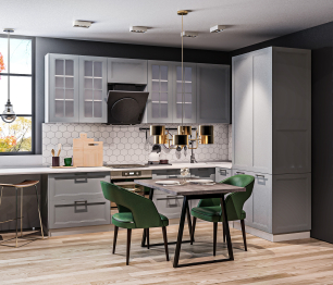 Кухонный гарнитур Регина Белый/MODERN Серый 3х1,95 м