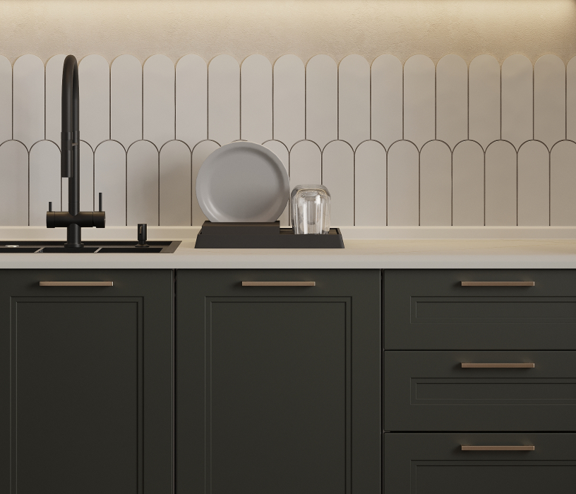 Кухонные гарнитуры, Кухонный гарнитур Регина Белый/MODERN Олива 1,95х1,75 м