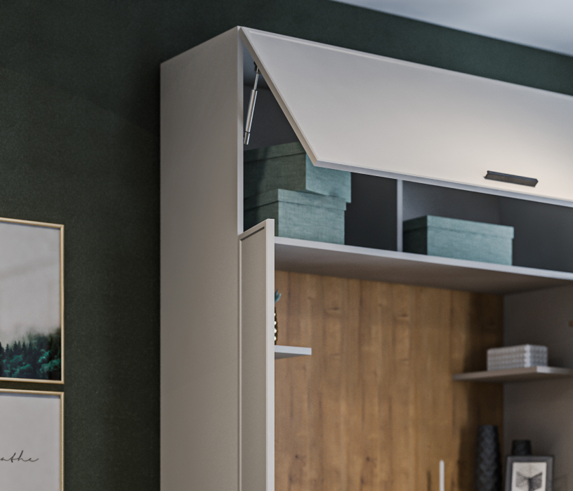 Прямые компьютерные столы, Стол с надстройкой Милан СБ-3267 Серый,Дуб Гамильтон/МДФ Светло серый