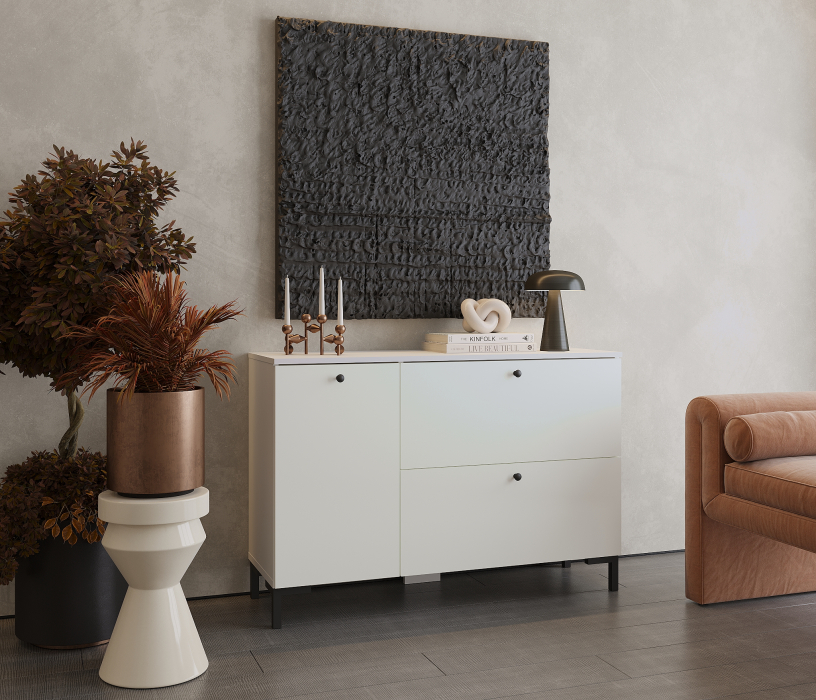 Комоды, Комод Тренд СБ-3447 2 ящика, 1 дверь Белый Альпийский