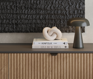 Комод Тренд СБ-3447 2 ящика, 1 дверь Диамант серый/МДФ Джаз Акация светлая