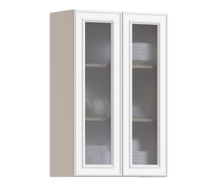 Регина РП-160 Полка с двумя фасадами-витринами Песочный/МДФ Классика белый