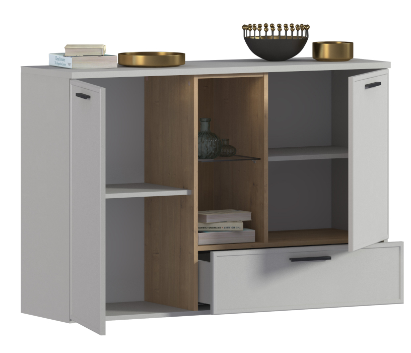 Комоды, Комод Милан СБ-3264 Серый,Дуб Гамильтон/МДФ Светло серый