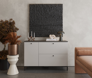 Комод Тренд СБ-3447 2 ящика, 1 дверь Диамант серый/Серый Перламутровый