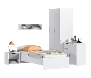 Mika / Мика детская Белый/Серый (кровать 900, тумба, шкаф, комод)