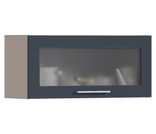 Эстель, Регина РП-280 Полка с витриной Песочный/МДФ Графит глянец