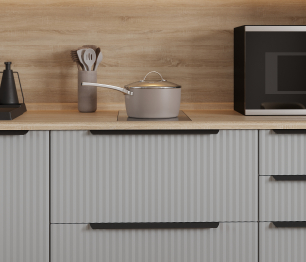 Кухонный гарнитур Регина Белый/МДФ Джаз Светло-серый 2,45 м