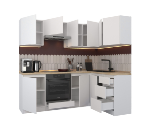 Кухонный гарнитур Леон угловой 210х140 см, белый