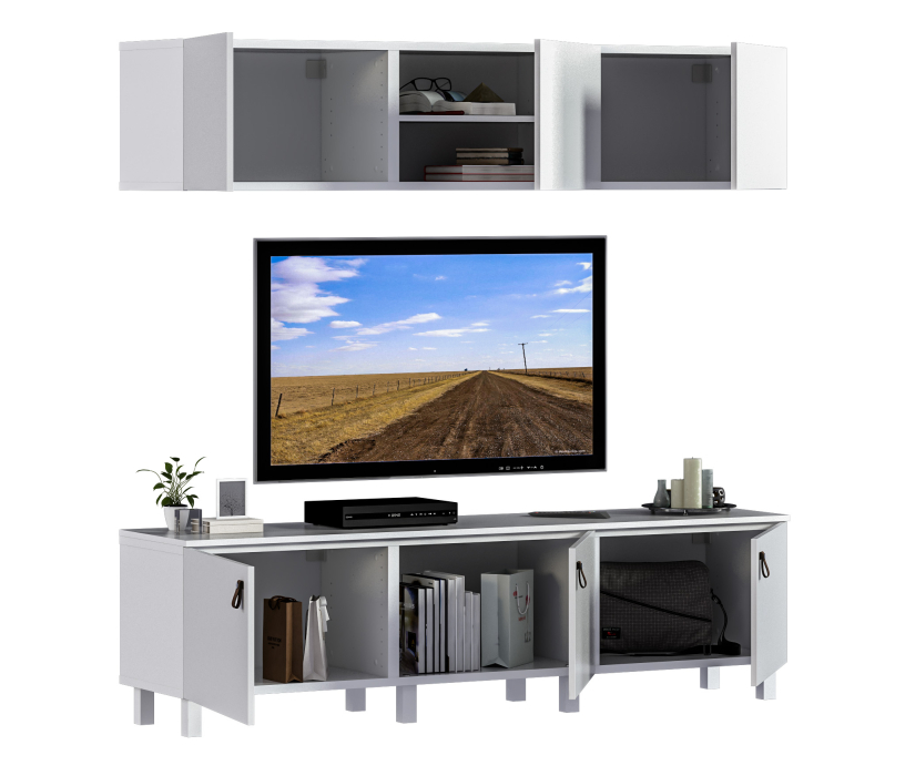 Стенки для гостиной, Гостиная (стенка) на ножках Тренд Белый / ЛДСП Белла Белый Альпийский