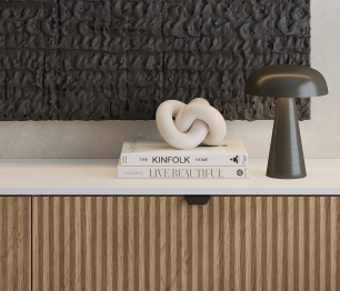 Комод Тренд СБ-3447 2 ящика, 1 дверь Белый Альпийский/МДФ Джаз Акация светлая