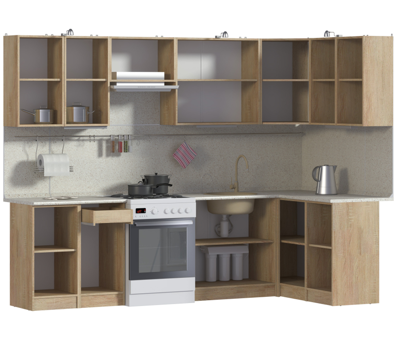 Кухонные гарнитуры, Кухня угловая Ангелина Классик 2,8 х 1,4 м.