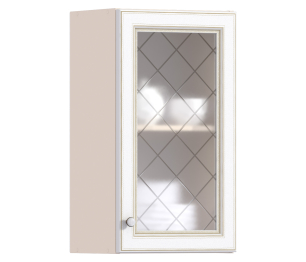 Регина РП-40 Полка с витриной Песочный/Белое золото