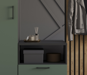 Прихожая Тренд с рейками Диамант серый/Белла Камыш