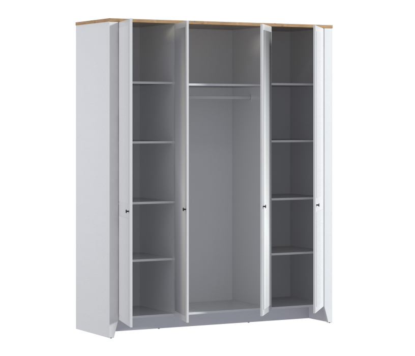 Спальные гарнитуры, Набор для спальни Монтана Белый Альпийский,Дуб Гамильтон/МДФ Дуб Белый