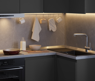 Кухонный гарнитур Леон угловой 210х100 см, диамант серый