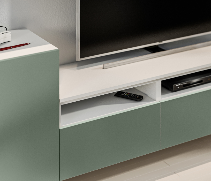 Стенки для гостиной, Гостиная (стенка) Тренд Белый/Белла Камыш/МДФ Modern Белый