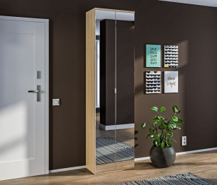 Афина СБ-3312 Шкаф 2 дверный с зеркальным фасадом Дуб Винченца